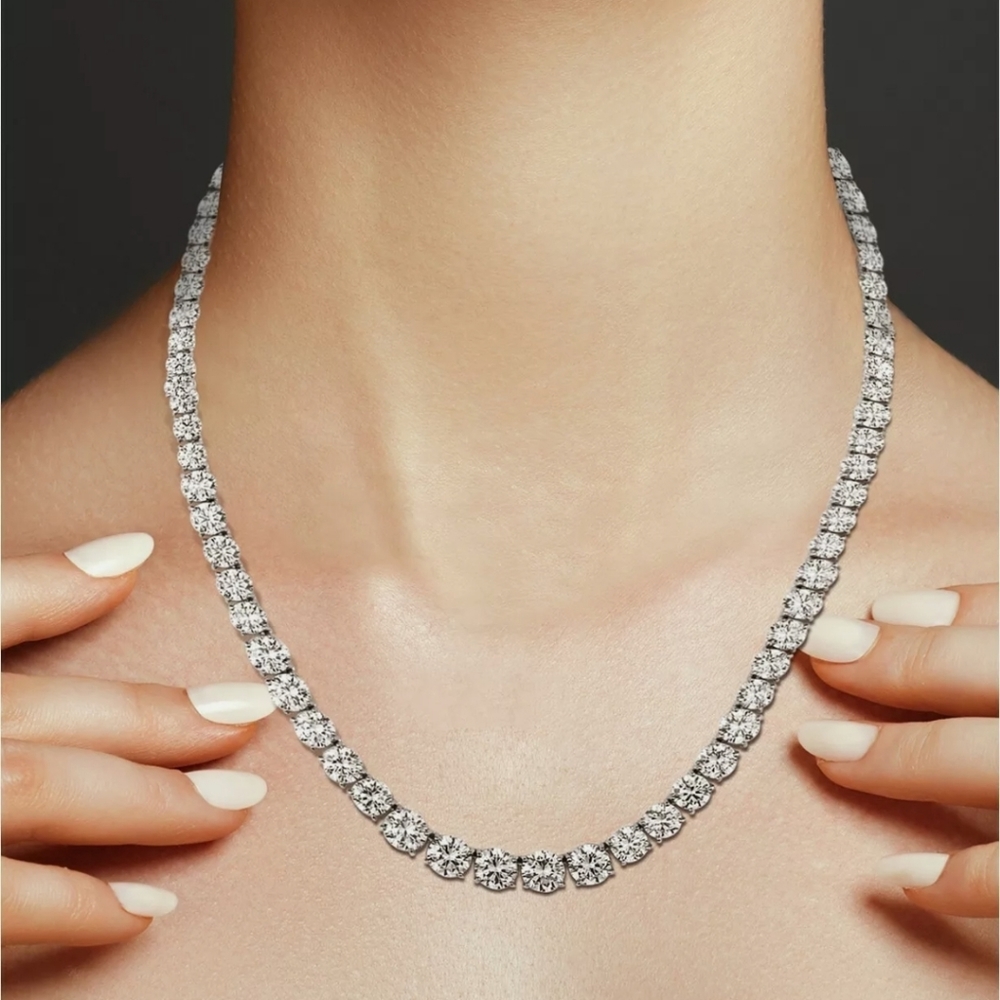 Tiara Cubic Zirconia Graduated 18" Collar Necklace